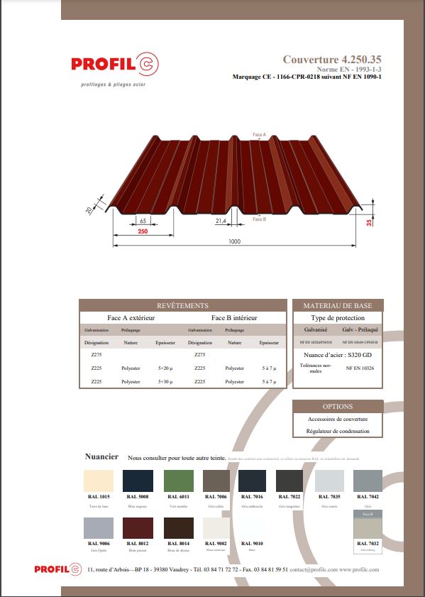 couverture 4.250.35 fiche technique